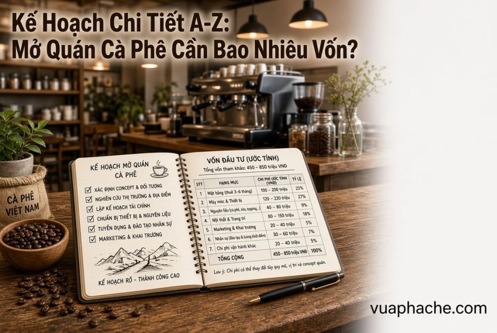Kế Hoạch Chi Tiết A-Z: Mở Quán Cà Phê Cần Bao Nhiêu Vốn?