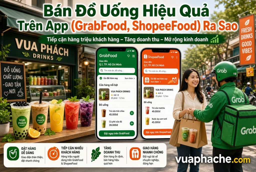Bán Đồ Uống Hiệu Quả Trên App (GrabFood, ShopeeFood) Ra Sao